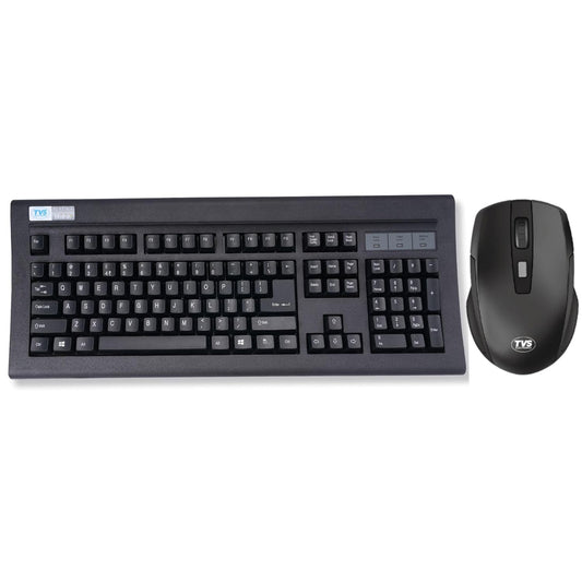 TVS Electronics Platina Wireless Mechanical Keyboard & Mouse Combo | Adujustble Tilt Legs | Laser-Etched Key Caps | Optical Adjustable DPI 1600 | 50M Keystroke | 10M Range | 1-Year Warranty | Black