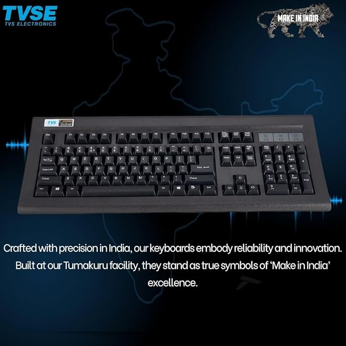 TVS ELECTRONICS Gold Prime Mechanical Wired Keyboard | Dustproof Key switches | Guaranteed 50 Million keystrokes | 1.5 Meter USB Cable, USB Gold Keyboard (Black)