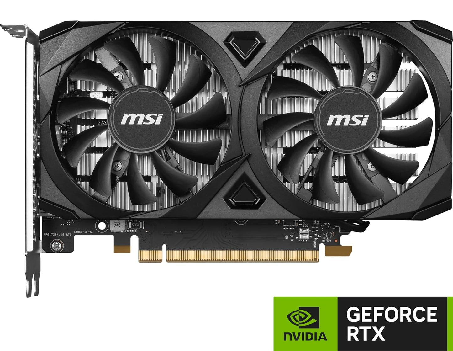 MSI GeForce RTX 3050 Ventus 2X E 6G OC PCI_E Graphic Card - Nvidia Geforce RTX 3050 Gpu, 6Gb GDDR6 96-Bit Memory, 14 Gbps, PCI Express Gen 4 x16Interface, Up to 1492 Mhz, Dual Fan